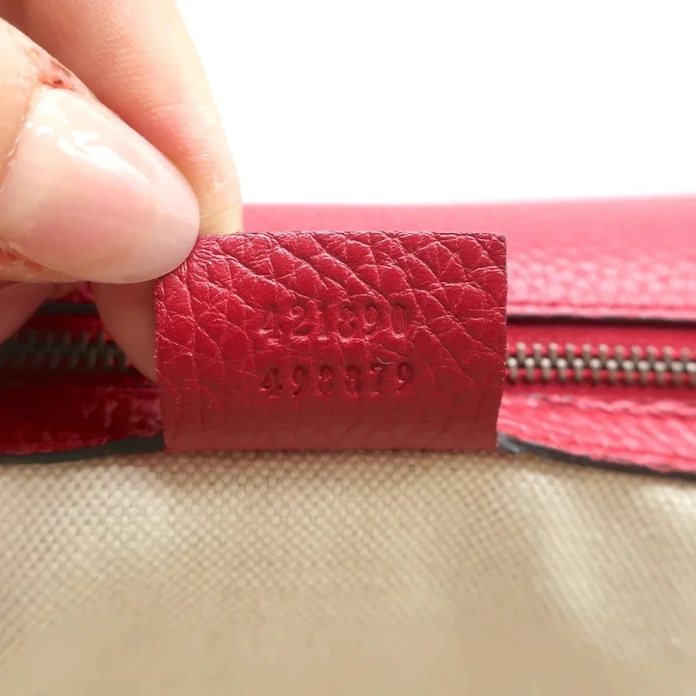 Gucci GG Marmont Small Top Handle Bag Red Grained Leather Crossbody - Picture 11 of 12